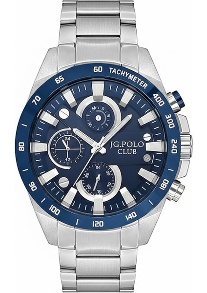 Erkek Kol Saati Gümüş ve Mavi Renk, Gümüş Kadran - Şık Metal Kordon, 2 Yıl Garantili