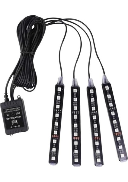 Bfs Araç Içi Aydınlatma Kumandalı 12 LED Ayak Altı LED Ambiyans Işığı Sese Duyarlı Kumandalı