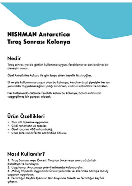 Tıraş Sonrası Kolonya Antarctica No.1 Ferahlatıcı Koku 400 ml Tüm Cilt Tiplerine Uygun