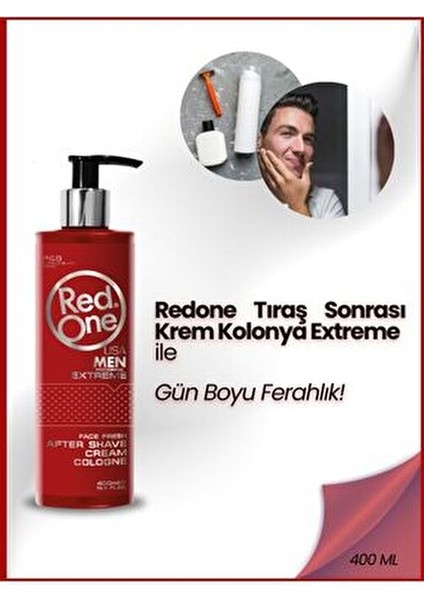 Red One Krem Kolonya Extreme Ferahlatıcı Etki 400 ml Erkekler İçin Nemlendirici