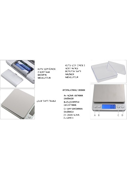 Dijital Hassas Paslanmaz Yüzeyli Mutfak Terazisi 3000GR/0.1 Hassasiyet fırsatları