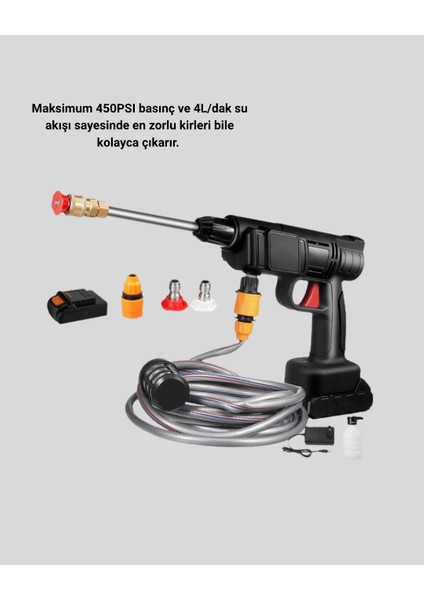 Bfs Taşınabilir Basınçlı Yıkama Makinesi – 5m Hortumlu, Köpük Şişeli, 48V Güçlü modelleri