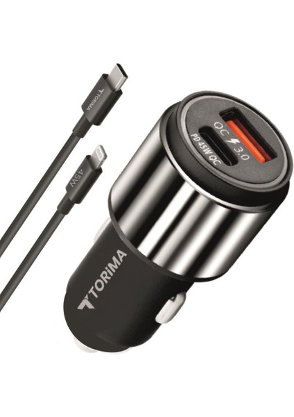 C16 45W Silver Araç Şarj Cihazı Lıghtnıng Kablolu Hızlı Şarj Adaptörü indirimleri