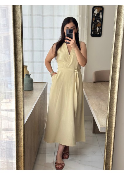 Sarı Keten Elbise