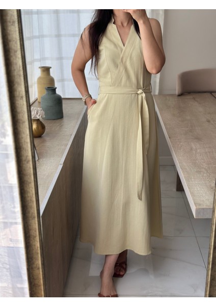 Sarı Keten Elbise modelleri