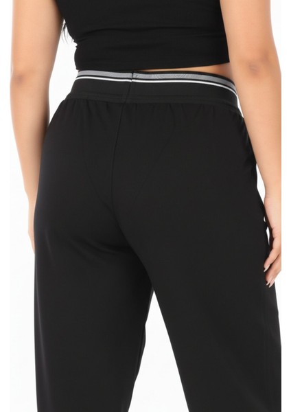 Büyük Beden Lastikli Yüksek Bel Örme Likralı Geniş Kalıp Mom Kadın Pantolon fırsatları