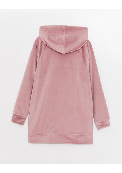 Yeni Sezon Kapüşonlu Nakışlı Uzun Kollu Kadife Kadın Pijama Üst fiyatları