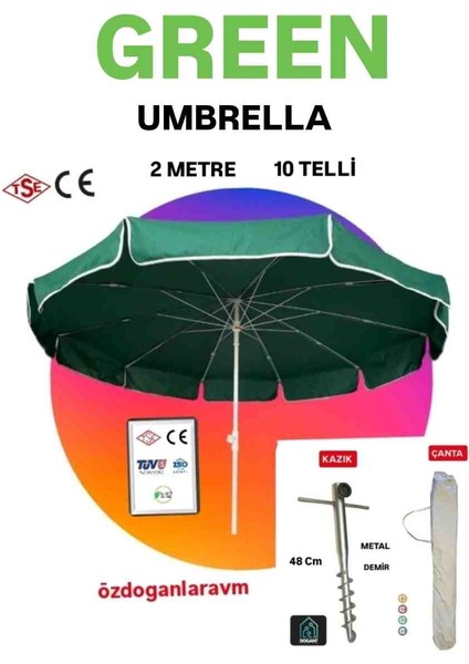 Plaj Havuz Kamp 2 Metre Şemsiyes Çanta Kazık
