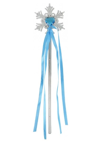 Kar Taneli Mavi Kalp Taşlı Saten Kurdeleli Karlar Ülkesi Elsa Asası Sopası 34 cm fiyatları