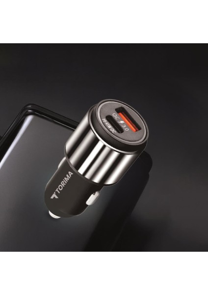 C16 45W Silver Araç Şarj Cihazı Type-C Kablolu Hızlı Şarj Adaptörü fırsatları