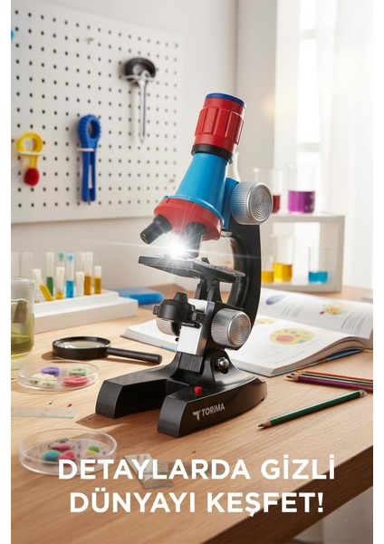 Tsm-01 Siyah LED Işıklı Bilim Mikroskobu Seti 6-12 Yaş Çocuklar Için fiyatları