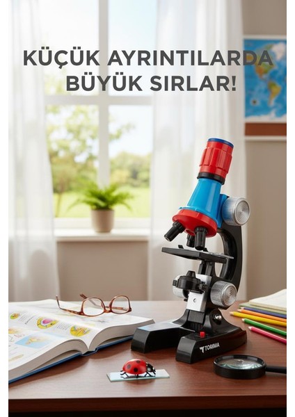 Tsm-01 Siyah LED Işıklı Bilim Mikroskobu Seti 6-12 Yaş Çocuklar Için modelleri