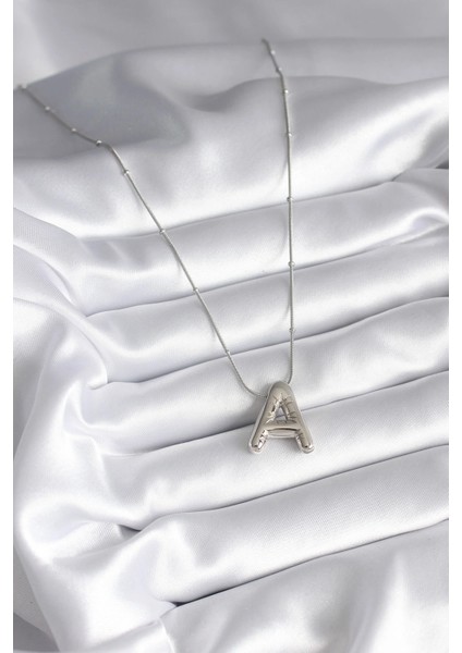 316L Çelik Gümüş Renk Bubble "a" Harf Model Kadın Kolye fiyatları