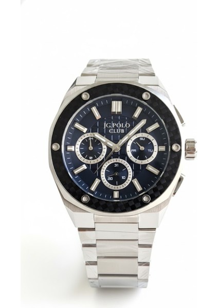 Erkek Kol Saati Gümüş ve Siyah Renk, Mavi Kadran - Şık Metal Kordon, 2 Yıl Garantili