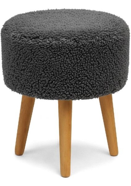 Loop Sallanan Sandalye ve Puf Seti – Antrasit Teddy Kumaş Ahşap Ayaklı Berjer - Sallanan Koltuk Puf modelleri