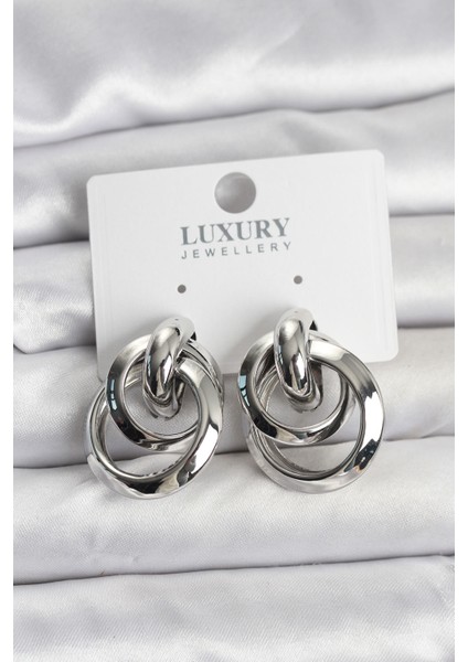 Zarif Kulaklar Için Silver Pirinç Yapım Halka Kadın Küpe