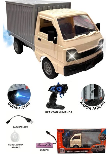 Uzaktan Kumandalı Kamyonet ,buhar Atan, Şarjlı, Ses Efektli, Işıklı, Kapıları Açılan, 2.4 Ghz