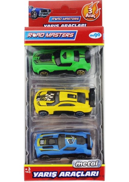 Die Cast Metal 3'lü Yarış Arabaları Yeşil Araçlı indirimleri