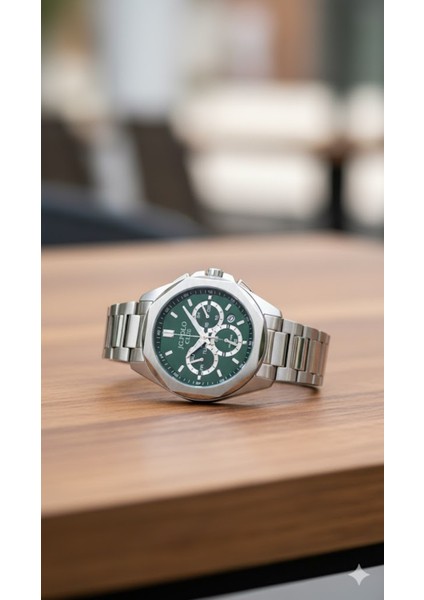 Erkek Kol Saati Gümüş Renk, Yeşil Kadran - Şık Metal Kordon, 2 Yıl Garantili fiyatları