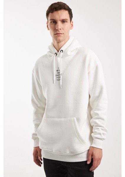 I Wıll You Bee There For You Kırık Beyaz Kapüşonlu Fermuarsız Sweatshırt indirimleri