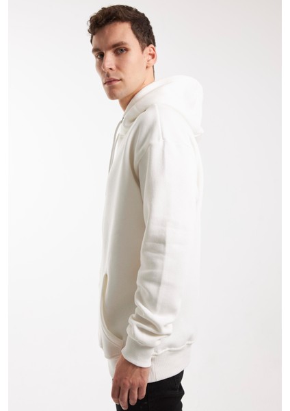 I Wıll You Bee There For You Kırık Beyaz Kapüşonlu Fermuarsız Sweatshırt