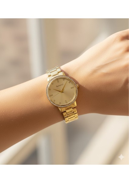 Kadın Kol Saati Altın Renk, Altın Kadran - Şık Metal Kordon, 2 Yıl Garantili modelleri