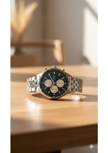 Erkek Kol Saati Gümüş Renk, Yeşil Kadran - Şık Metal Kordon, 2 Yıl Garantili fiyatları