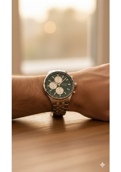 Erkek Kol Saati Gümüş Renk, Yeşil Kadran - Şık Metal Kordon, 2 Yıl Garantili modelleri