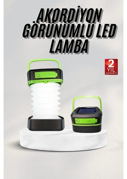Katlanabilir Kamp Lambası Akordiyon Lamba Şarjlı 3 Kademeli Solar