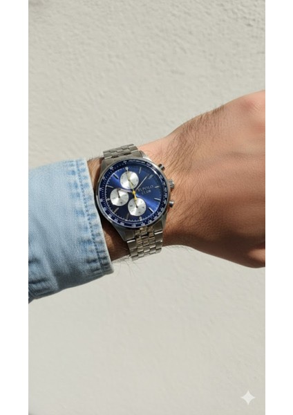 Erkek Kol Saati Gümüş ve Mavi Renk, Gümüş Kadran - Şık Metal Kordon, 2 Yıl Garantili modelleri