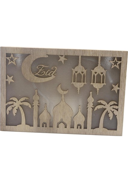 Eid Mubarak Işık Ahşap Eid LED Ev Dekoru El Sanatları (Yurt Dışından)