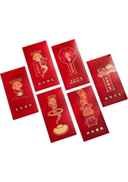 6 2025 Çin Ay Yılanı Yı Bao 9X17 cm Kırmızı Paket Karikatür Yılan Festivali Aksesuarı (Yurt Dışından)
