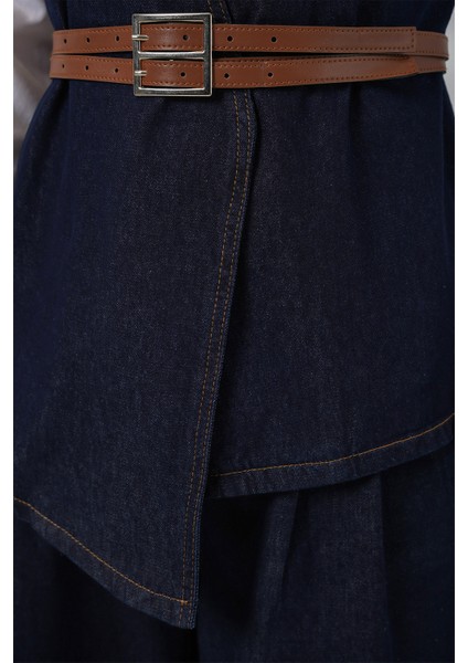 Kadın Yelek Pantolon Kot Ikili Takım 30062 - Koyu Mavi indirimleri