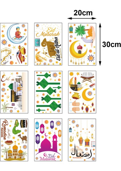 Ramazan Çıkartmaları 9x Ev Dekorasyonu Malzemeleri Parti Iyilik Eid Mubarak Tutunur Ramazan Çıkartmaları Kapı Için (Yurt Dışından) fiyatları