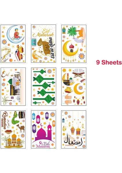 Ramazan Çıkartmaları 9x Ev Dekorasyonu Malzemeleri Parti Iyilik Eid Mubarak Tutunur Ramazan Çıkartmaları Kapı Için (Yurt Dışından) modelleri