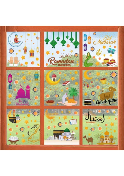 Ramazan Çıkartmaları 9x Ev Dekorasyonu Malzemeleri Parti Iyilik Eid Mubarak Tutunur Ramazan Çıkartmaları Kapı Için (Yurt Dışından) indirimleri