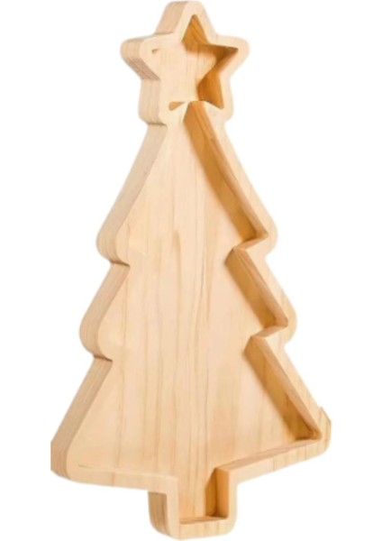 Noel Dekoratif Plaka Noel Ağacı Şekli Ahşap Meze Tepsisi (Yurt Dışından)