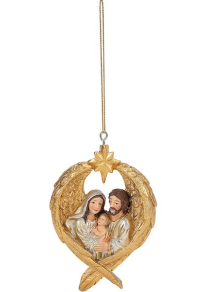 Noel Asılı Dekorasyon Hafif El Yapımı Noel Doğum Sahnesi Heykeli Altın (Yurt Dışından)