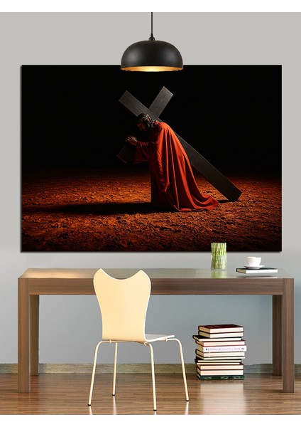 Kırmızı Pelerinli Isa Dekoratif Kanvas - Mdf Ahşap Tablo fiyatları
