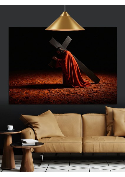 Kırmızı Pelerinli Isa Dekoratif Kanvas - Mdf Ahşap Tablo fırsatları