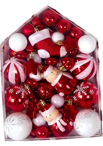 72X Noel Ağacı Asılı Süsler Dekoratif Noel Topları Süsler Dekoratif Kırmızı Beyaz (Yurt Dışından) modelleri