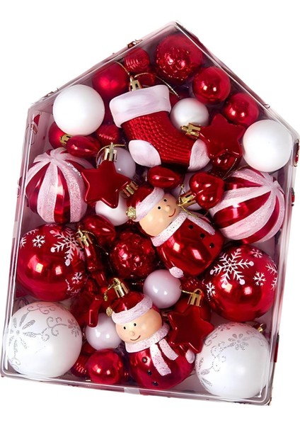 72X Noel Ağacı Asılı Süsler Dekoratif Noel Topları Süsler Dekoratif Kırmızı Beyaz (Yurt Dışından) fırsatları