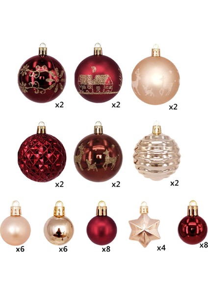 44 Adet Noel Topları Süsler Noel Süsleri 6cm 3cm Kırılmaz Dıy (Yurt Dışından)