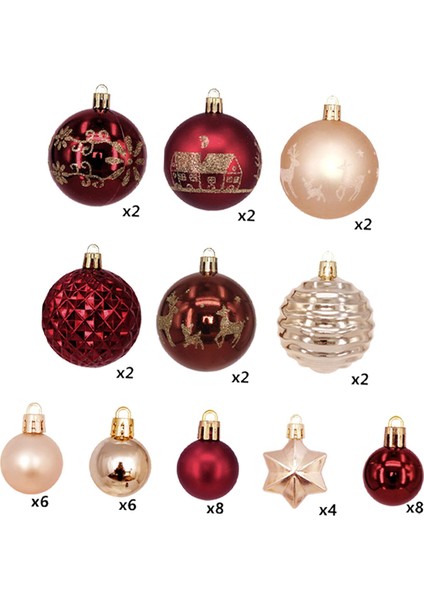 44 Adet Noel Topları Süsler Noel Süsleri 6cm 3cm Kırılmaz Dıy (Yurt Dışından) fiyatları