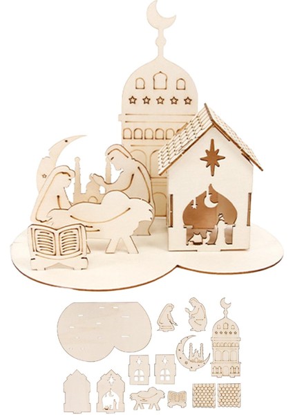 Eid Şap Süs 3D Kale Çocuk Oyuncakları Ramazan Dekorasyonu B (Yurt Dışından)