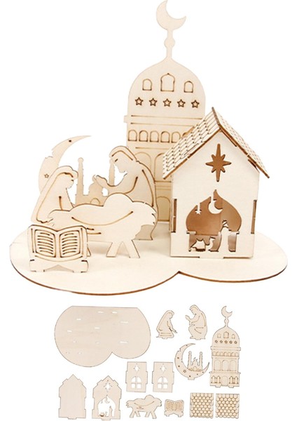 Eid Şap Süs 3D Kale Çocuk Oyuncakları Ramazan Dekorasyonu B (Yurt Dışından) modelleri