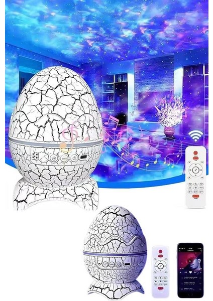 Bluetooth Hoparlör Dinozor Yumurtası Gece Masa Lambası Projektör - ?75?68E8-1G8675
