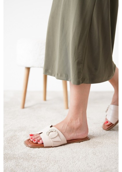 Ovest Taş Tokalı Cilt Kadın Günlük Terlik fırsatları