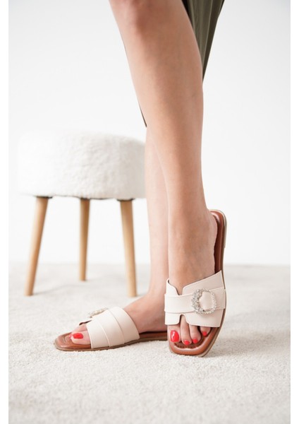 Ovest Taş Tokalı Cilt Kadın Günlük Terlik indirimleri