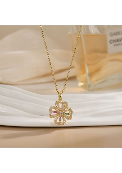 Yeni Kıdemli Işık Duygusu Lüks Mikro Set Zirkonya Bakır 18 Ayar Altın Kaplama Kolye Kolye Köprücük Kemiği Zinciri Takı ile Kadın Moda (Yurt Dışından)